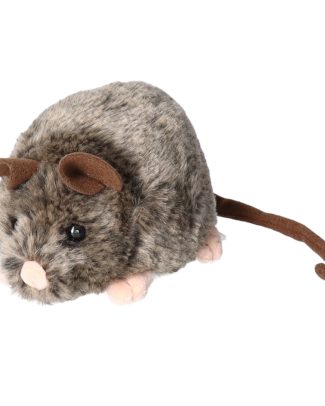 Nature Planet pluche knuffeldier muis - grijs/bruin - 12 cm - muizen knuffels