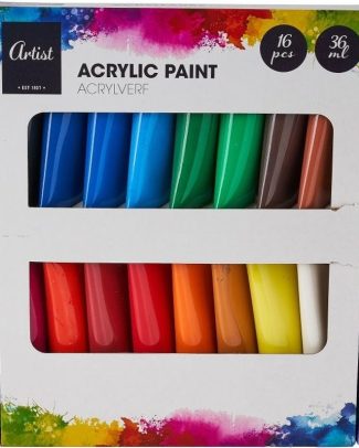 Acrylverf tubes in 16 kleuren 36 ml -