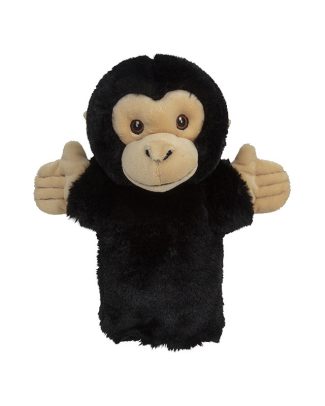 Speelgoed Handpop chimpansee aap zwart 23 cm -