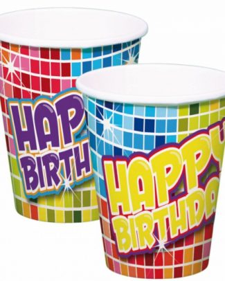 6x stuks Happy Birthday thema verjaardag bekertjes van papier