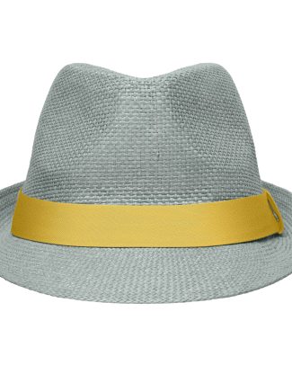 Lichtgrijs met geel trilby hoedje