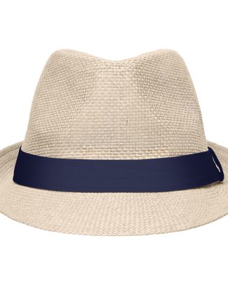 Beige met blauw trilby hoedje
