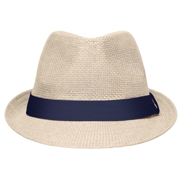 Beige met blauw trilby hoedje