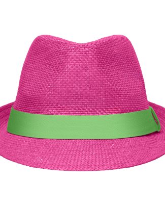 Fuchsia met limegroen trilby hoedje