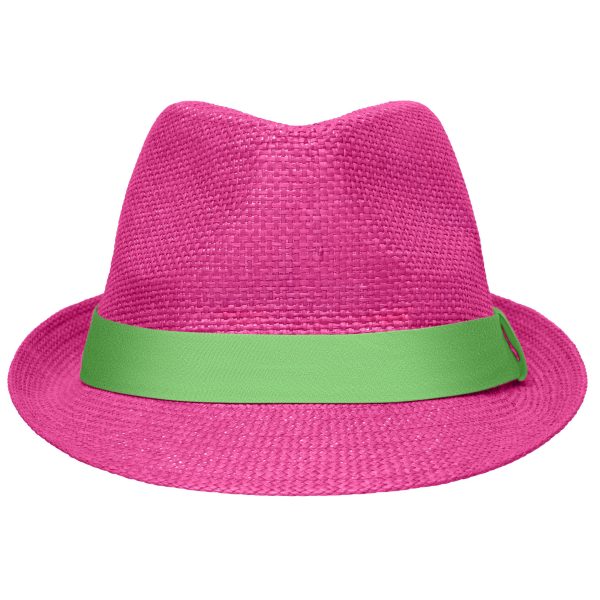 Fuchsia met limegroen trilby hoedje