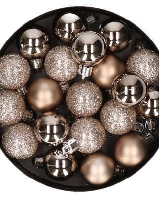 Cosy & Trendy Kerstballen - 20x ST - champagne - 3 cm - kunststof - onbeekbare kerstballen