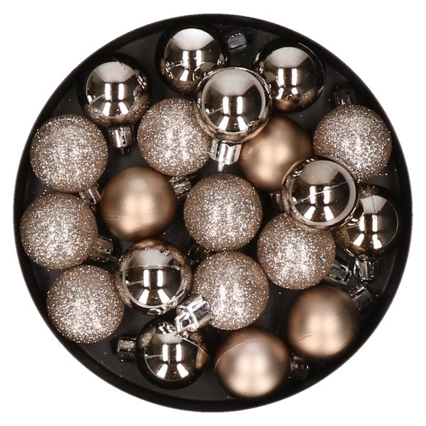 Cosy & Trendy Kerstballen - 20x ST - champagne - 3 cm - kunststof - onbeekbare kerstballen