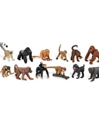 Safari LTD speelfiguren/speeldieren apen mix - 12x stuks - Kunststof -