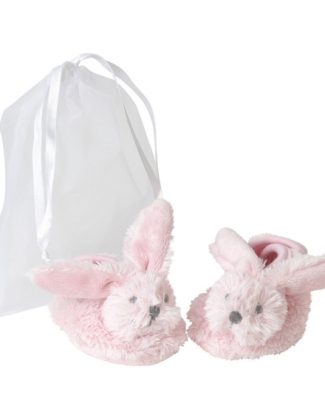 Pluche roze konijnen baby slofjes
