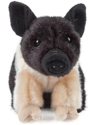 Zwart/roze varken knuffelbeest 20 cm