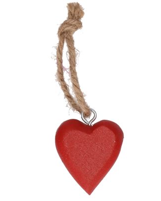 Rood hartjes hangertje aan touwtje 5 cm