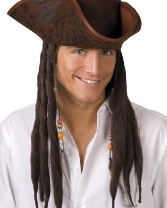 Donkerbruine Piratenhoed Dirty Joe Met Haar