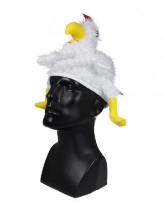 Verkleed hoedje Kip - Kippetjes op je kop - wit - volwassenen - Carnaval - vrijgezellen feesthoed