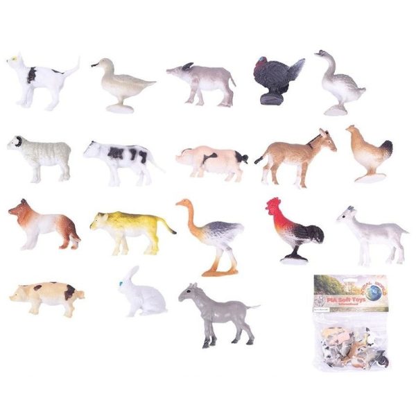 Pia Boerderij diertjes/dieren - 24x stuks - 2-6 cm -
