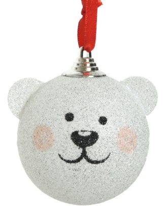Kerstboomversiering 1x ijsberen kerstballen 8 cm kunststof