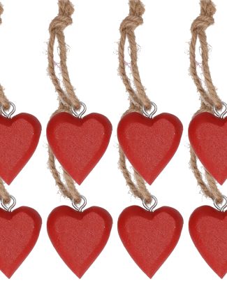 20x Rood hartje aan touwtje 5 cm