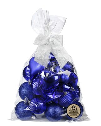 Kerstballen en ornamenten - 30x - kunststof - kobalt blauw -in giftbag