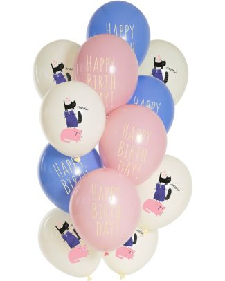 Ballonnen Set Birthday Kitty - 12stk