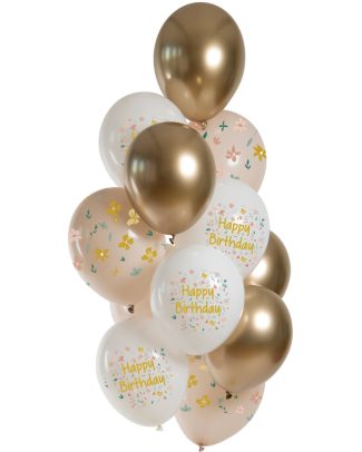 Ballonnen Set Birthday Blossom - 12stk