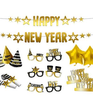Feestpakket Black/Gold Happy New Year