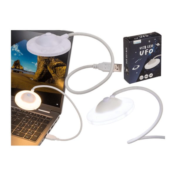 Out of the Blue LED Leeslamp met buigbare steel - wit - 33 cm - USB poort - Ufo lampje - boek lezen -