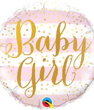 Folieballon Baby Girl Stripe - 45cm