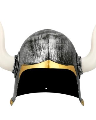 Carnaval verkleed Viking helm - grijs - met hoorns - polyester - heren