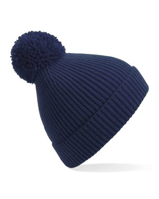 Gebreide Wintermuts met pom pom donkerblauw