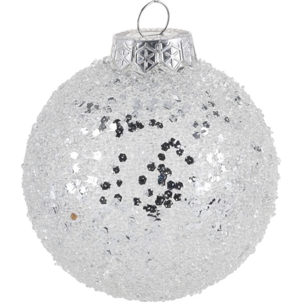1x Zilveren glitter kerstballen kunststof 8 cm type 1