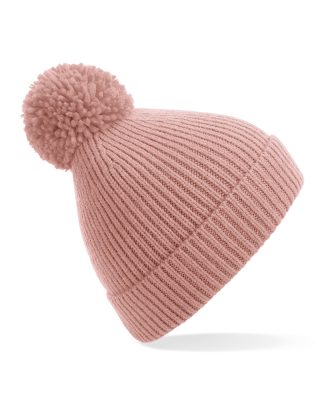 Gebreide Wintermuts met pom pom roze