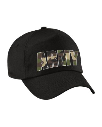 Militairen leger pet / cap army met camouflage letters zwart voor volwassenen