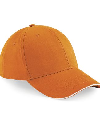 Beechfield 6 panel baseballcap - oranje/wit - voor volwassenen - katoen