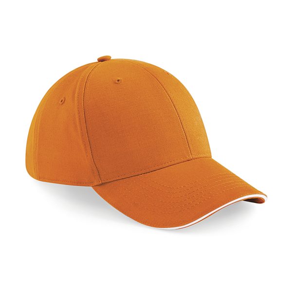 Beechfield 6 panel baseballcap - oranje/wit - voor volwassenen - katoen