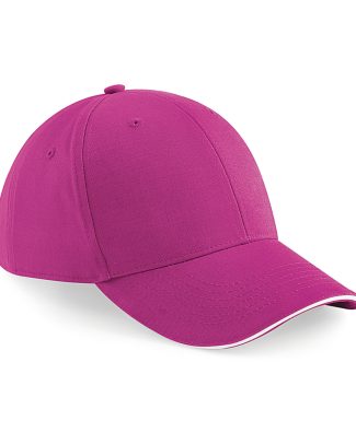 Beechfield 6 panel baseballcap - fuchsia roze/wit - voor volwassenen - katoen