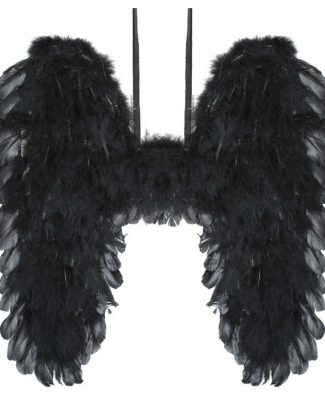 Zwarte vleugels van veren 39 cm