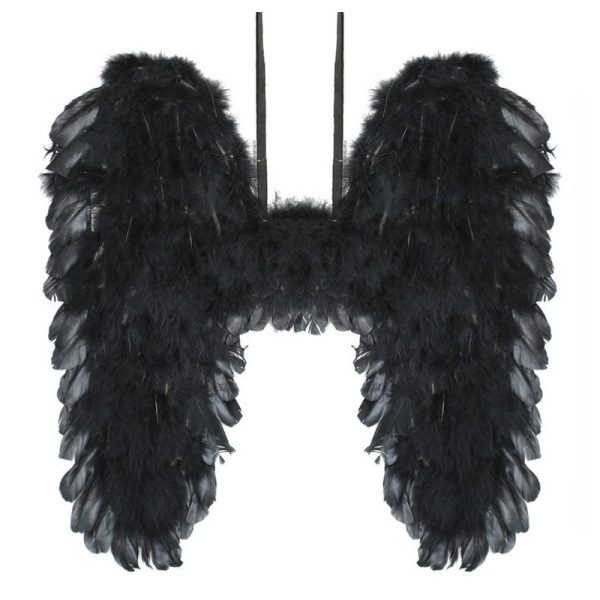 Zwarte vleugels van veren 39 cm