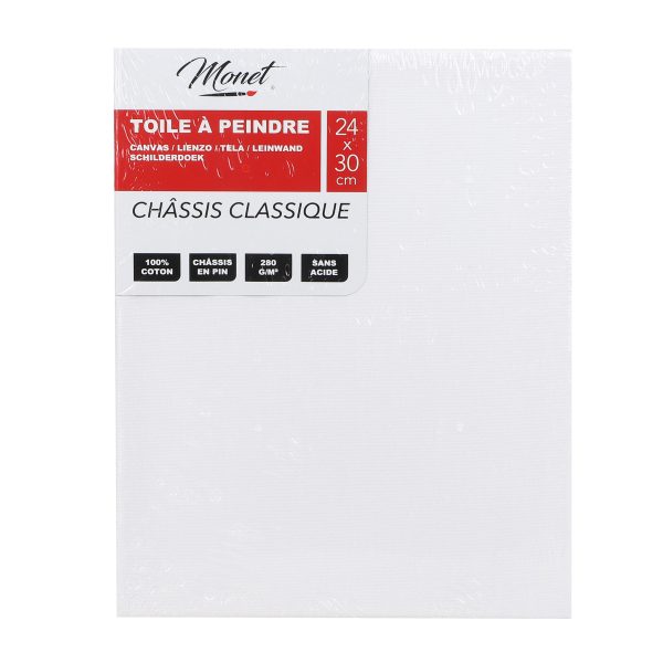 Monet canvas schilderij doek/paneel - schilderdoeken - wit - 24 x 30 cm -