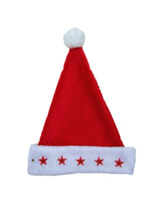 Kerstmuts - met lichtjes - 3D sterren - polyester - volwassenen