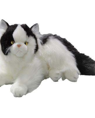 CarlDick Pluche knuffeldier Perzische kat - wit/zwart - 30 cm - kat - huisdieren knuffel