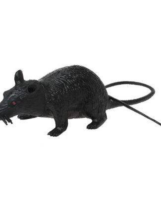 Horror decoratie rat - zwart - 22 cm - Halloween versiering - Plastic ratten enge decoratie dieren