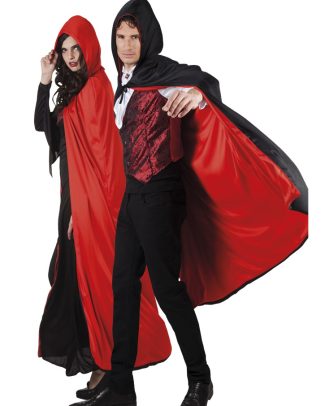 Cape Twilight met Capuchon Zwart-Rood Omkeerbaar