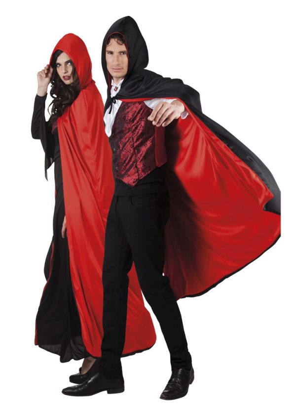 Cape Twilight met Capuchon Zwart-Rood Omkeerbaar