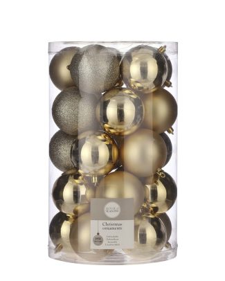 25x Kunststof kerstballen goud 8 cm