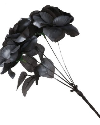 Halloween bruidsboeket met zwarte rozen