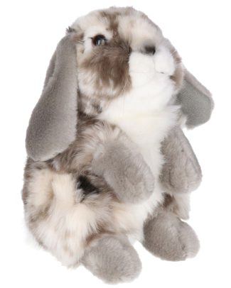 Pluche grijze hangoor konijn knuffel 19 cm speelgoed