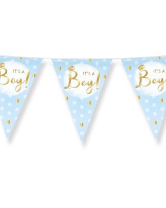 Geboorte vlaggenlijn jongen Its a boy - 10 meter - blauw - babyshower/gender reveal - vlaggetjes
