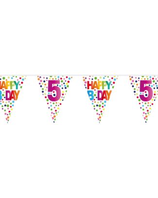 5 Jaar Happy Bday Stippen Vlaggenlijn - 10 meter