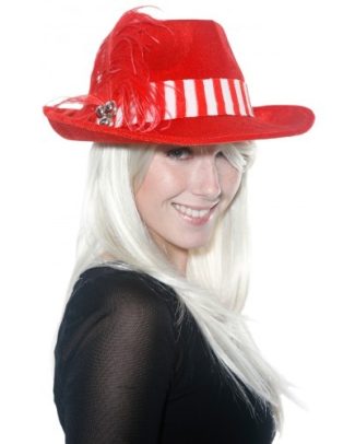 Kerst Hoed - Rood met Veer OP=OP