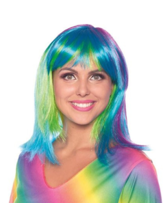 Pruik Lange Bob Rainbow