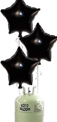 Helium Tank met Zwarte Ster Folie Ballonnen - 10 stk